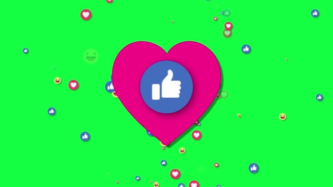 4K社交媒体心形图标绿色屏幕
