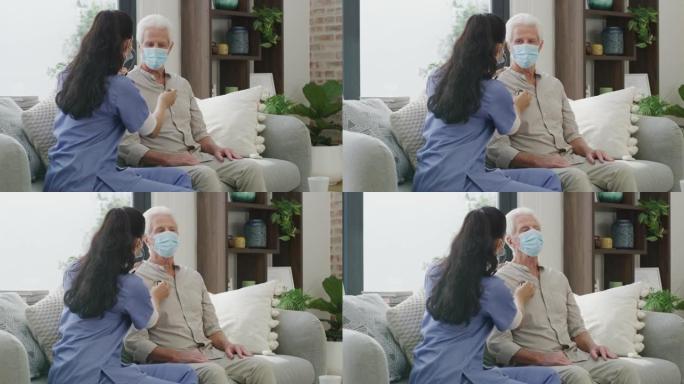 一名女护士检查老年患者呼吸的4k录像