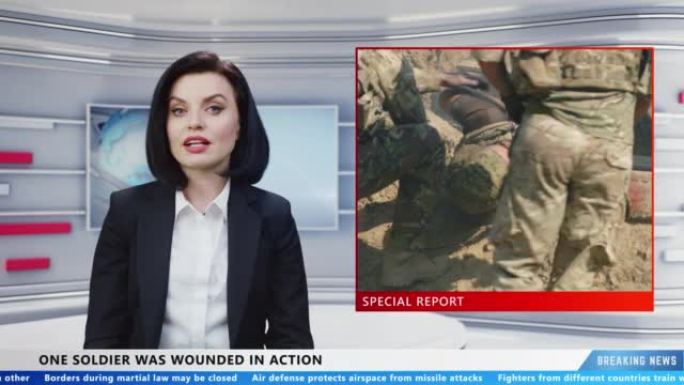 女新闻主播报道受伤士兵