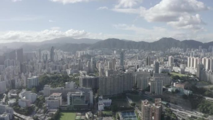 从无人机鸟瞰香港的城市景观和现代建筑