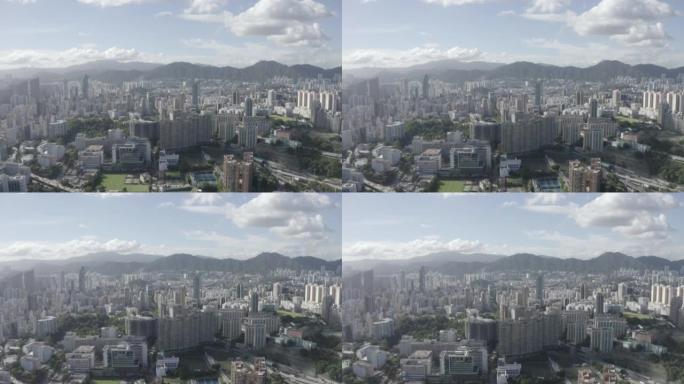 从无人机鸟瞰香港的城市景观和现代建筑