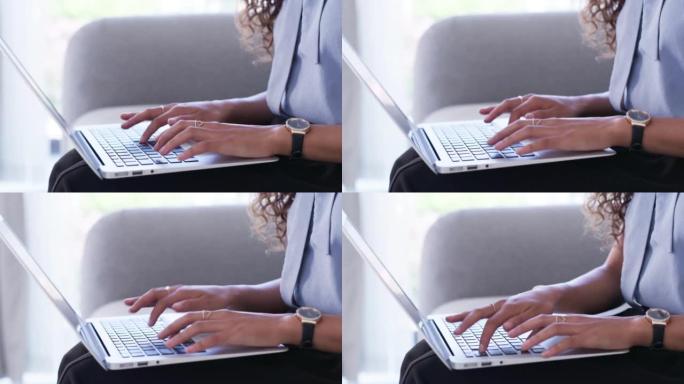 一名女商人在笔记本电脑上工作的4k视频片段