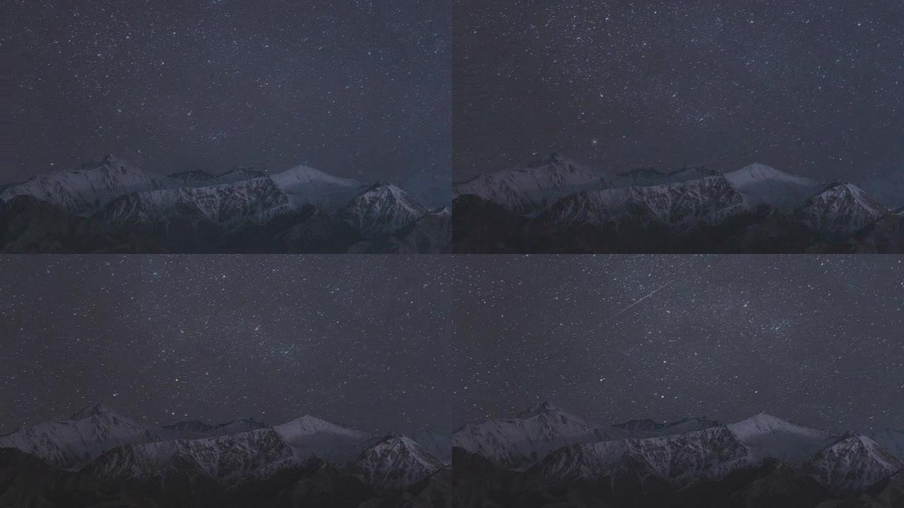 T/L子夜夜空在雪山上空