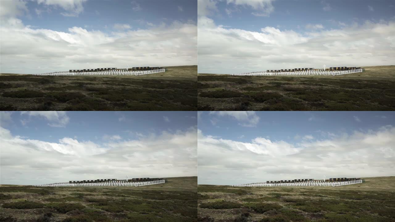 南大西洋，东福克兰，福克兰群岛(马尔维纳斯群岛)，达尔文的阿根廷军人公墓。4K分辨率。