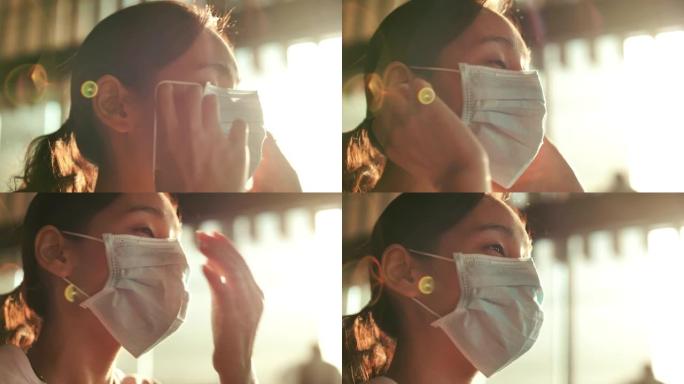 戴口罩的女人实拍视频感冒流感新冠疫情