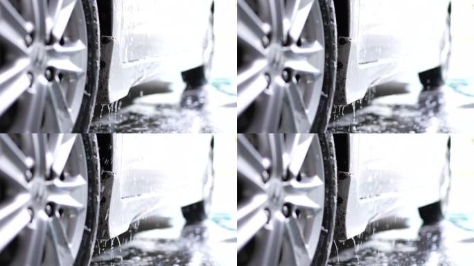 手慢动作，带洗车液的汽车毛巾，用于洗车