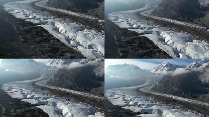 日出时瑞士冰川的鸟瞰图