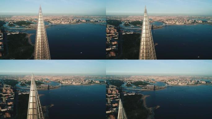 夏季圣彼得堡城市景观的鸟瞰图