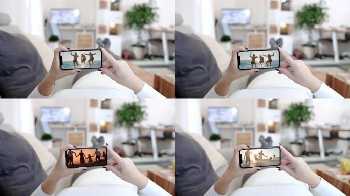 POV女人从去年暑假开始在智能手机上观看视频