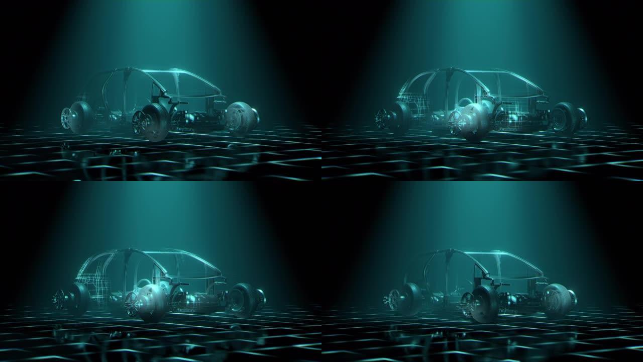 现代3D可视化中的未来派电动汽车