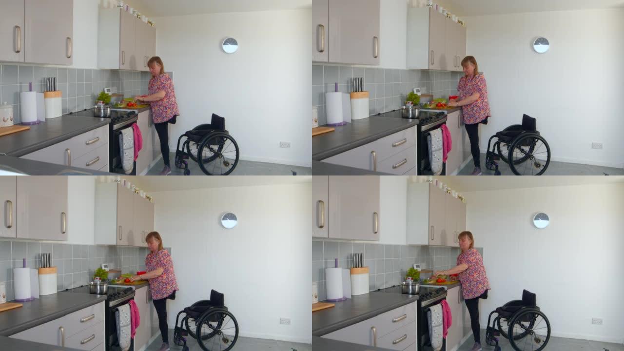 准备我的午餐洗碗残疾人截肢轮椅