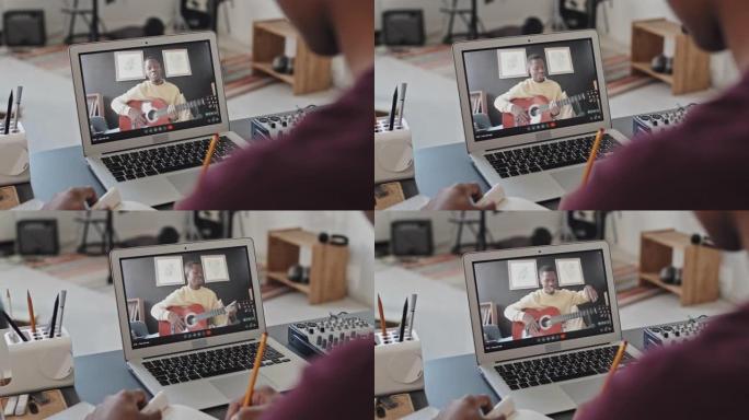 视频通话音乐老师线上教学吉他视频素材