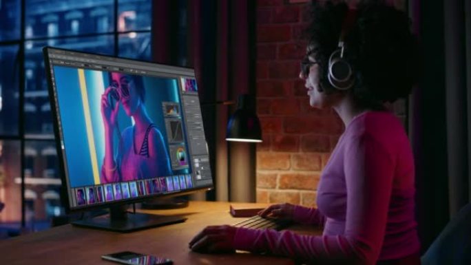 Professional Black Woman Working on Desktop Comput
