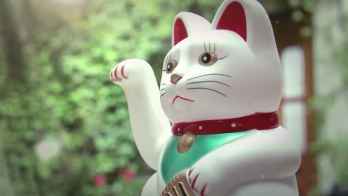 一个Maneki-neko (日语中的字面意思是 “招手猫”，也被称为幸运猫，中国幸运猫或快乐猫) 