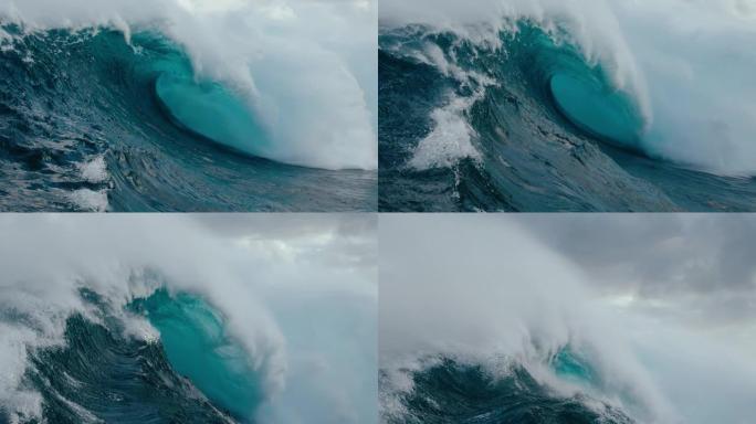 蓝色海浪海浪翻滚特写空镜