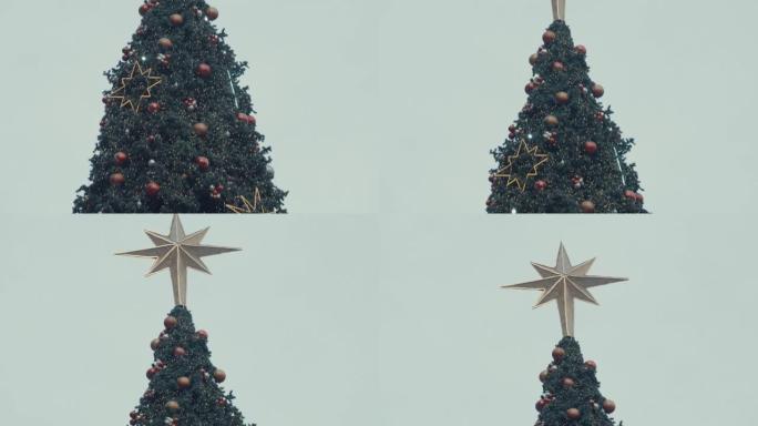 曼谷的圣诞树，向上倾斜拍摄