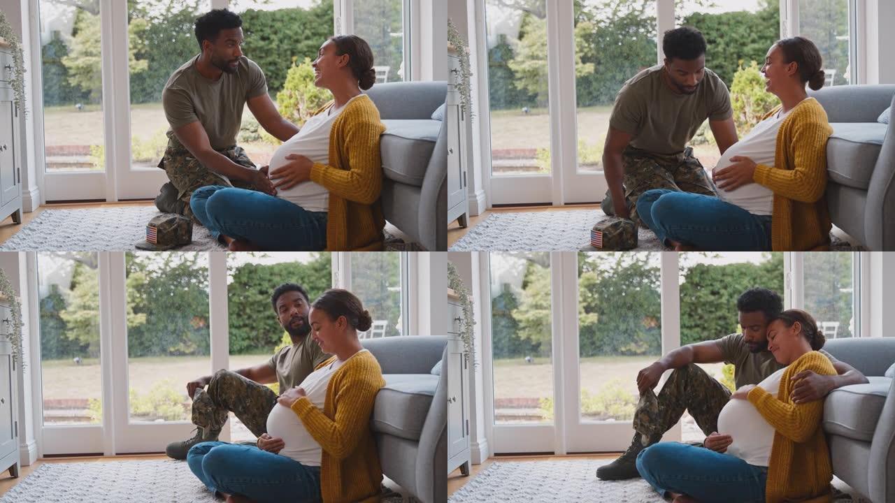 一对夫妇与休假回家的美国军人丈夫意外怀孕的妻子-拍摄慢镜头