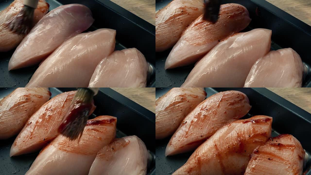 鸡胸肉被烤下来做饭