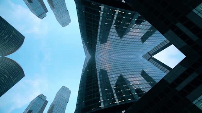抽象的未来现代建筑。镜像效果