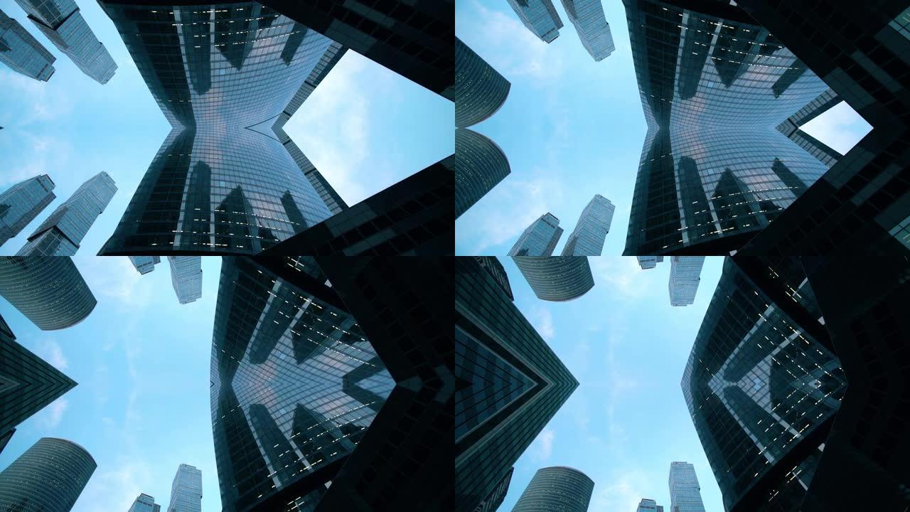抽象的未来现代建筑。镜像效果