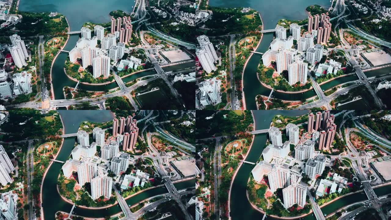 香港的公寓景观延时大景地标