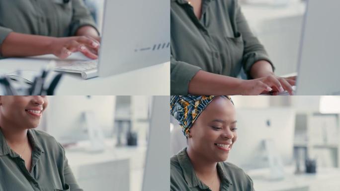 一名年轻女商人在她的电脑上打字的4k视频片段