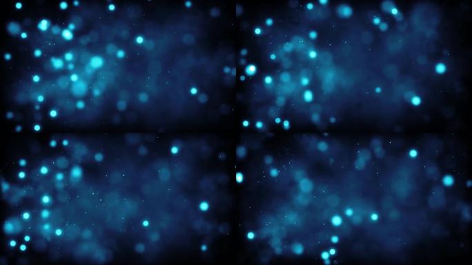 4k抽象粒子波Bokeh背景-蓝色-美丽闪光循环股票视频