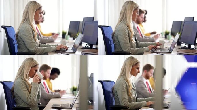 在办公室工作的女商人