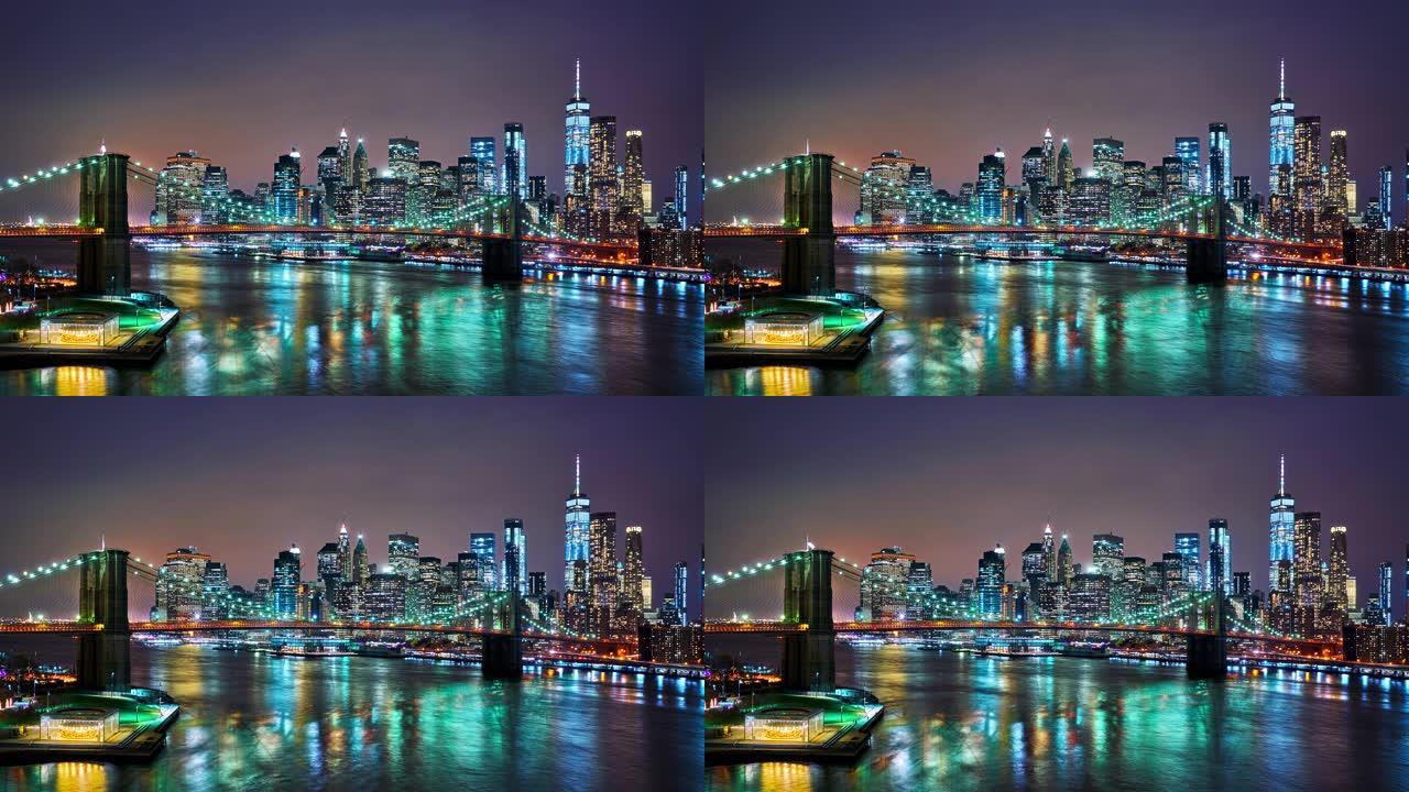 曼哈顿金融区和布鲁克林大桥的鸟瞰图。纽约