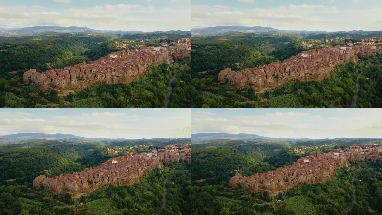 意大利高原顶部的空中中世纪小镇，奇维塔·迪·巴格诺雷焦