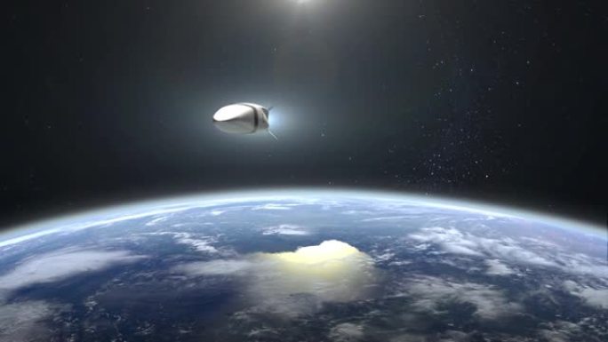 一枚核高超音速导弹飞越地球。从太空看。高超音速武器。核战争。4K. 3D动画。