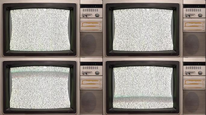 带有信号干扰的老式电视复古风格