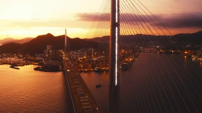 香港日落时间的石匠大桥