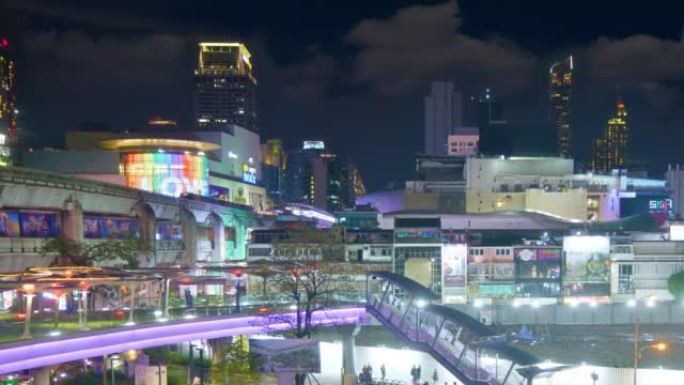 曼谷夜景现代。购物中心区