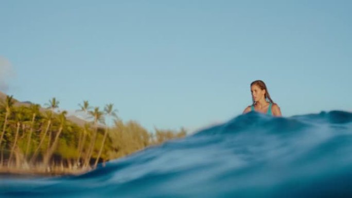 日落时冲浪冲浪冲浪少女