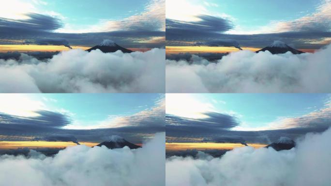 富士山鸟瞰图富士山国家公园火山日本雪山