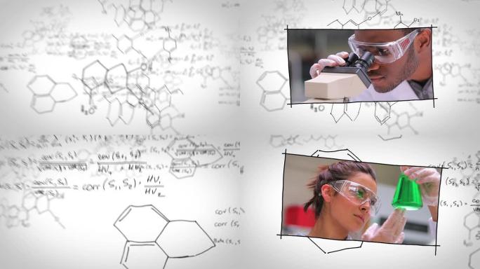 在化学草案前工作的实验室助手