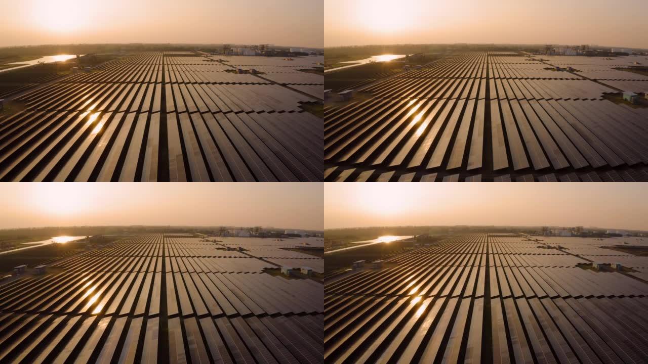 太阳能太阳能发电清洁能源的鸟瞰图