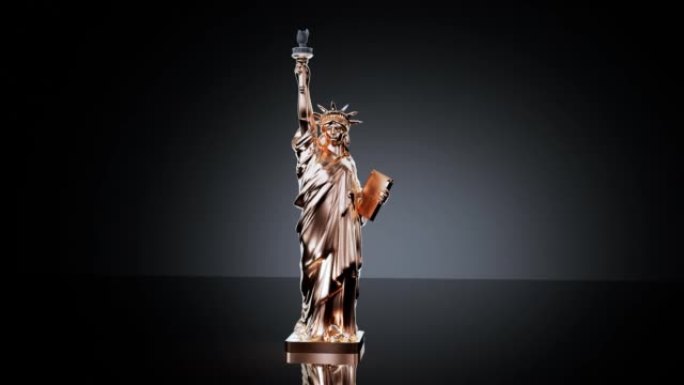小灰色纪念自由女神像覆盖在金色