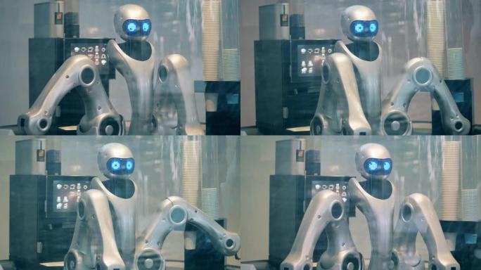 高科技机器人在咖啡馆工作