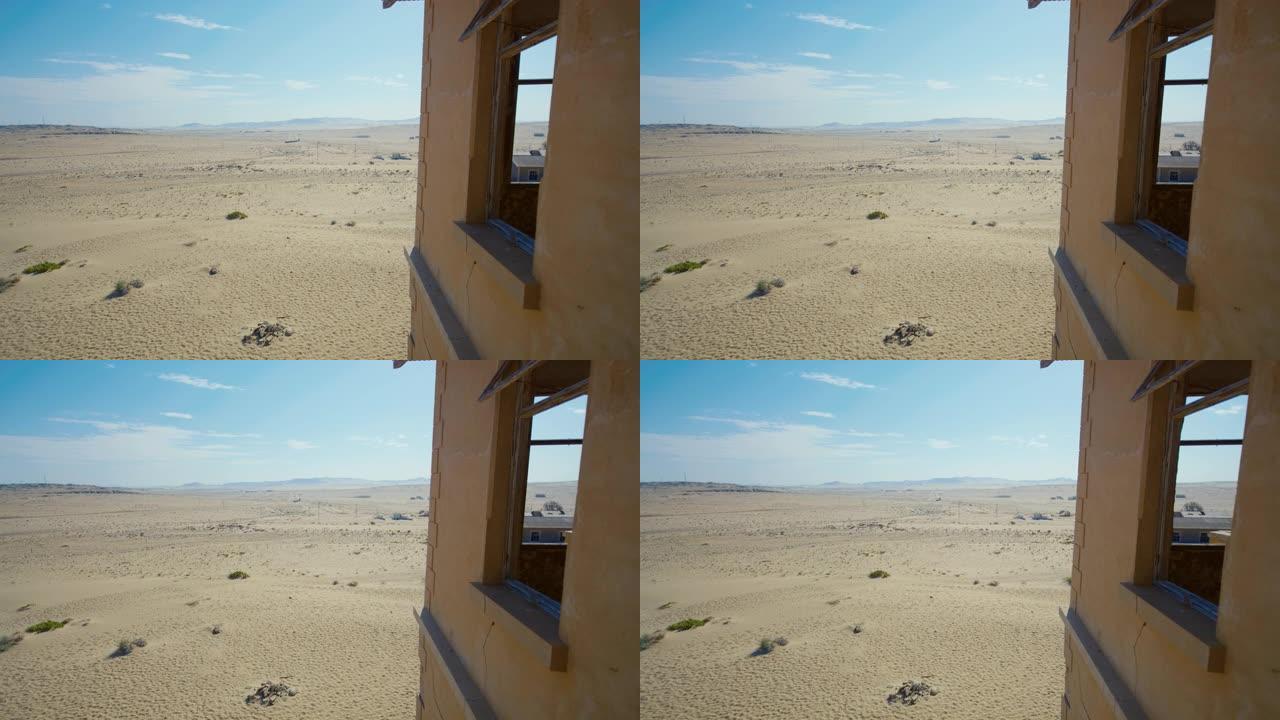 从非洲纳米比亚的建筑看阳光明媚的广阔沙漠