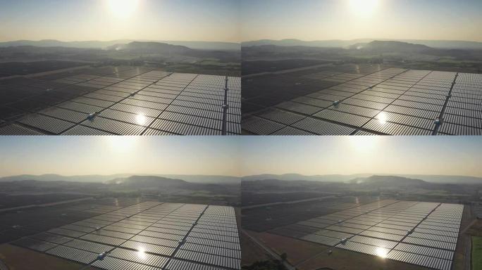 太阳能农场的鸟瞰图