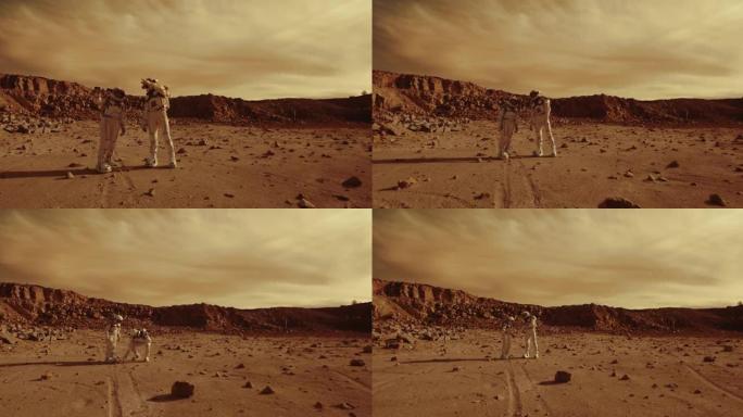 宇航员在火星上讨论基地位置