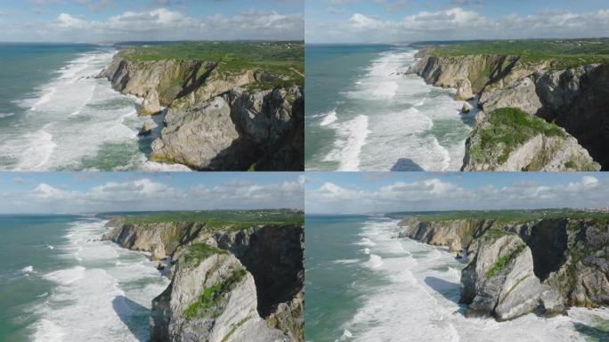 葡萄牙，Cabo da Roca的大西洋海岸无人机视图。夏日