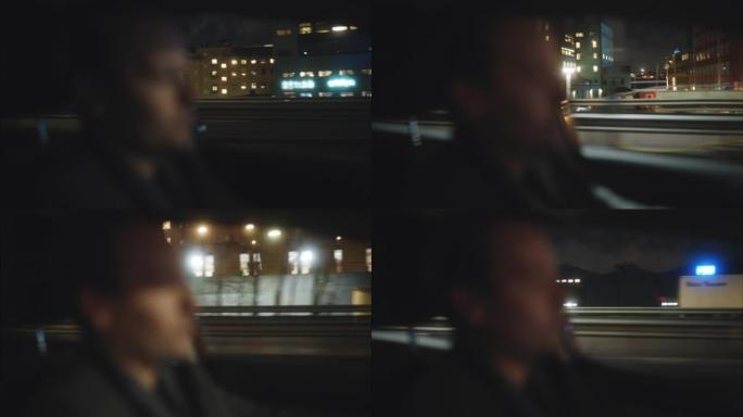 晚上开车穿过城市夜景视频素材街景街头暗夜