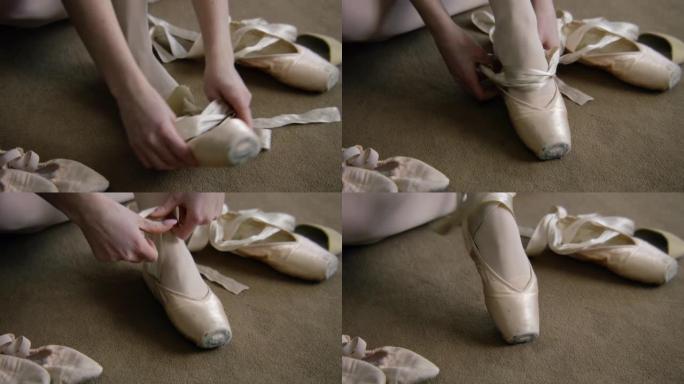 女芭蕾舞演员准备表演或训练