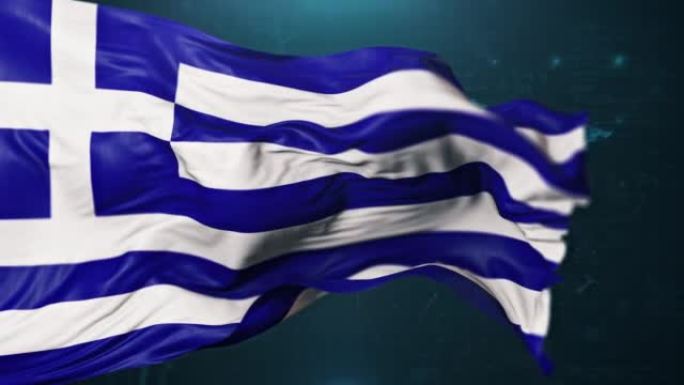 希腊国旗在深蓝色的背景