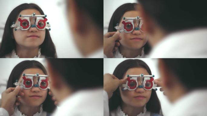 在配镜师测试眼睛特写眼睛眼睛设备眼科医生