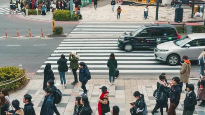 日本东京人行横穿道路的时间流逝