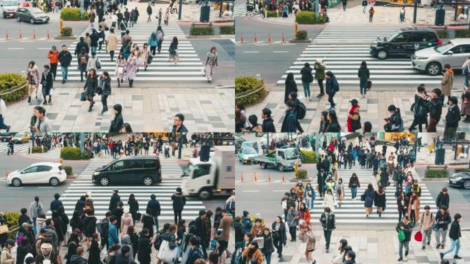 日本东京人行横穿道路的时间流逝